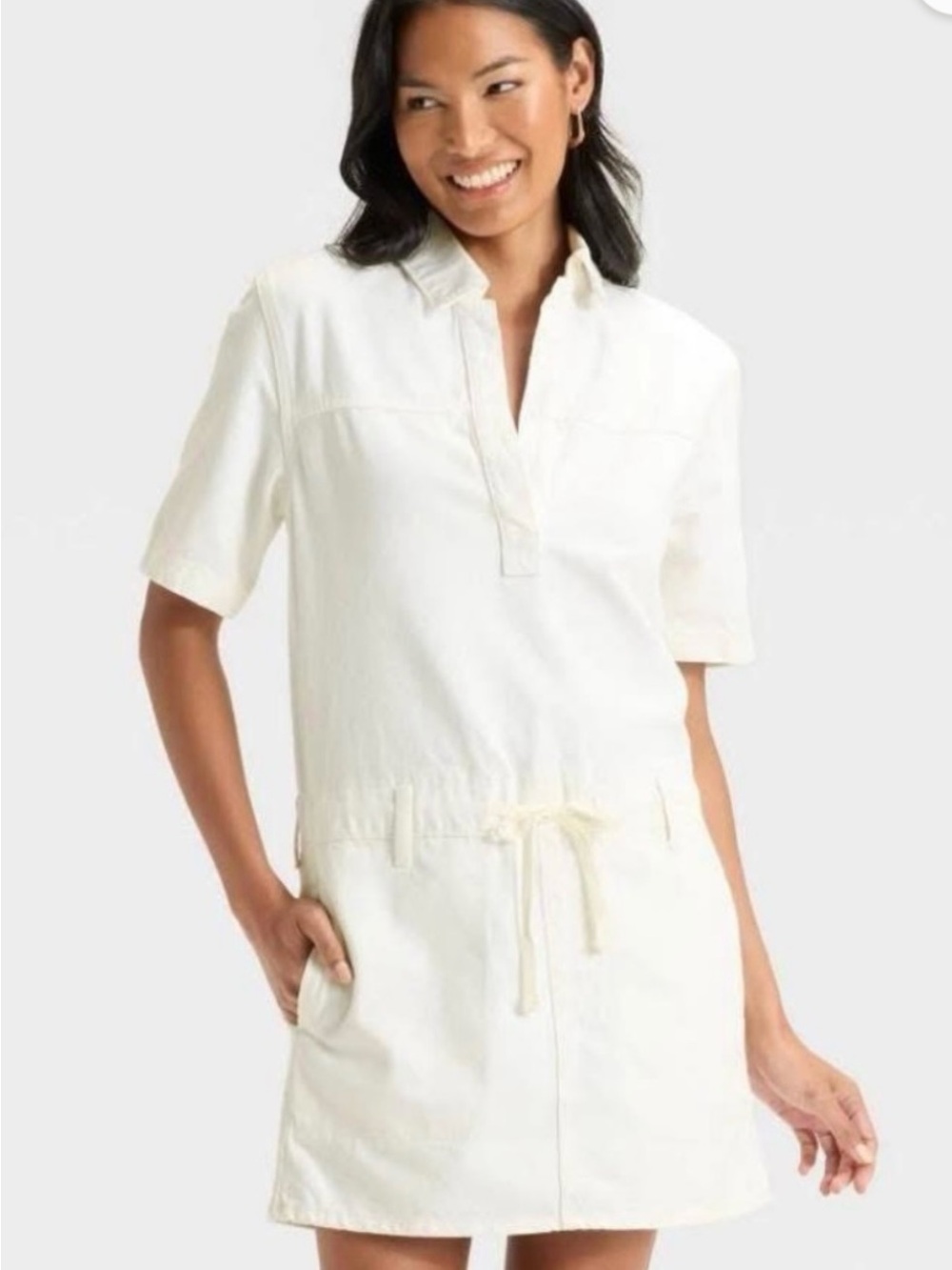 Women's Universal Thread short-Sleeve Drawstring Denim Dress - From Target